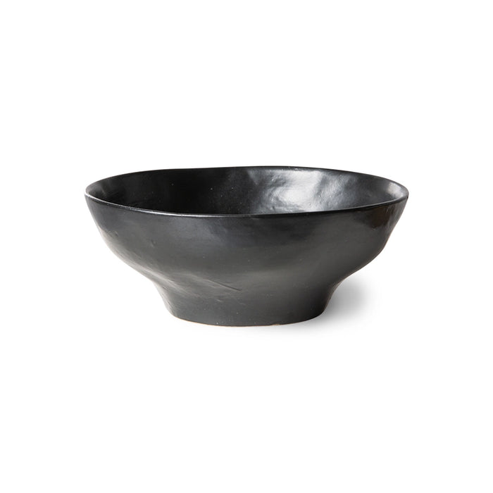 organic shaped, black porcelain bowl