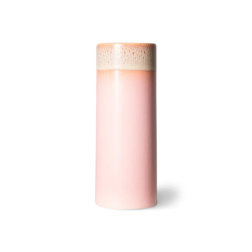 small stoneware vase with reactive glaze pink finish