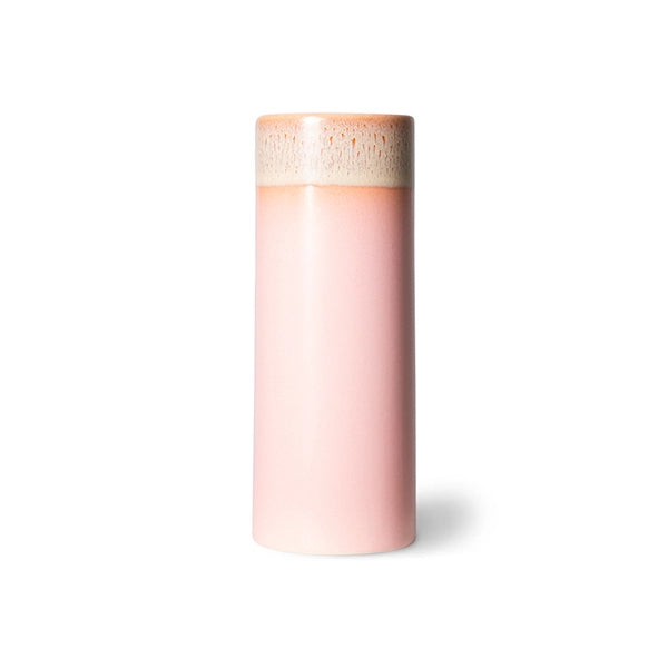 small stoneware vase with reactive glaze pink finish