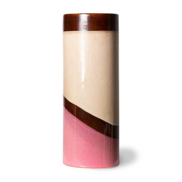 retro style flower vase in brown and purple colors