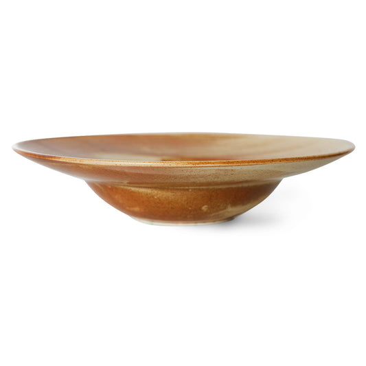 rustic brown and cream deep pasta plate
