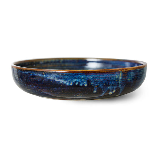 rustic blue porcelain deep dinner plate