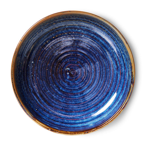 rustic blue porcelain deep dinner plate