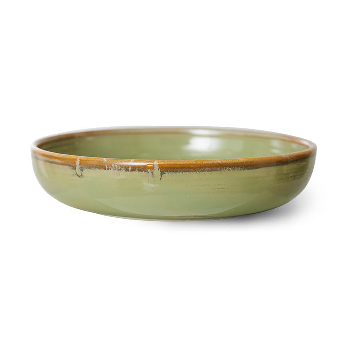 handmade, moss green ceramic deep plate