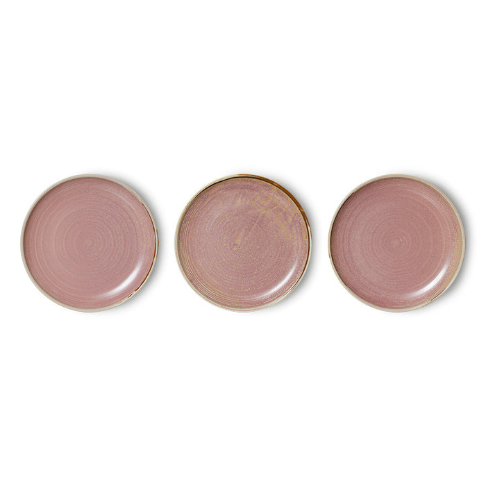 3 color variations of porcelain rustic pink side plate