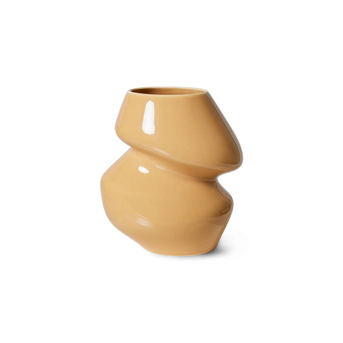 Ceramic vase organic shape cappuccino - s