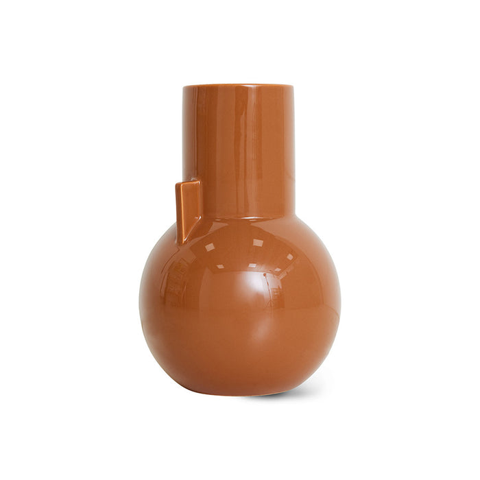 small elegant caramel brown flower vase