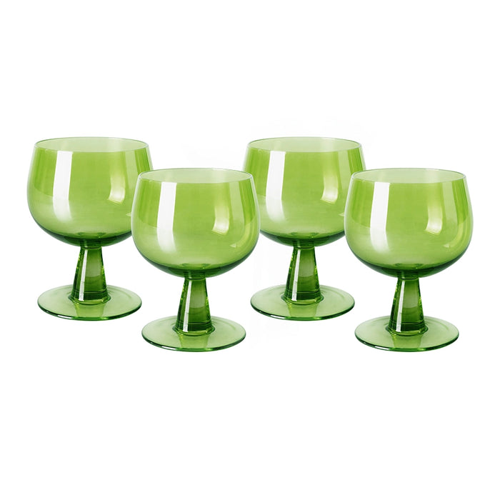 low stem lime green wine glasses