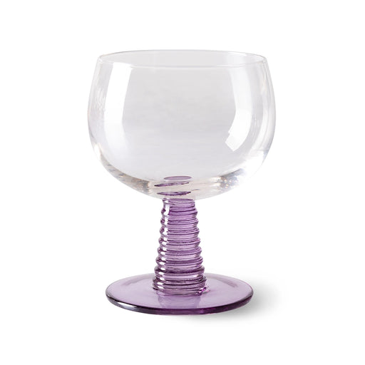 purple colored low stem wineglass 