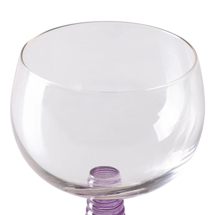 purple colored low stem wineglass