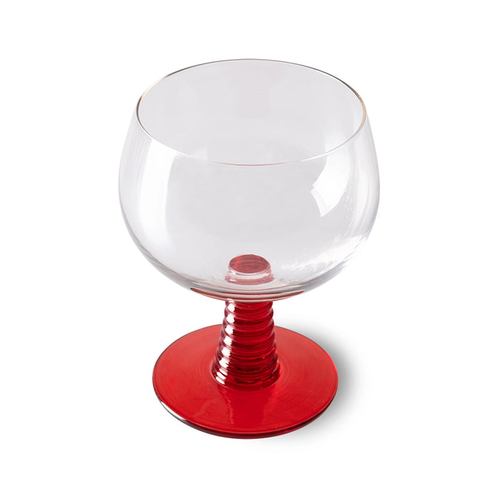 HKliving USA AGL4479 Swirl Retro Wine Glass Red Low Stem Set of 4