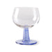 retro style wine glass with a blue colored low stem