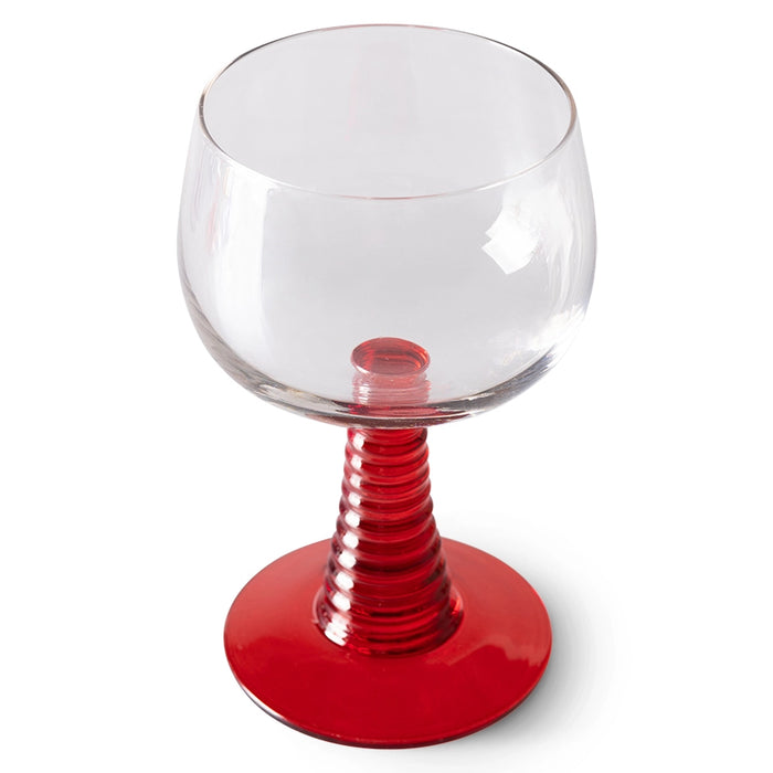 HKliving USA AGL4479 Swirl Retro Wine Glass Red Low Stem Set of 4