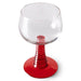 retro style wineglass with a red stem
