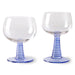two retro style wine glass with a blue colored stem