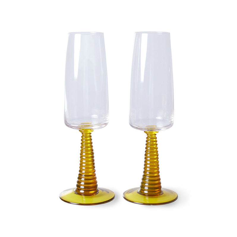 Hkliving Usa Agl4485 Retro Wine Glass With An Ochre Colored Stem