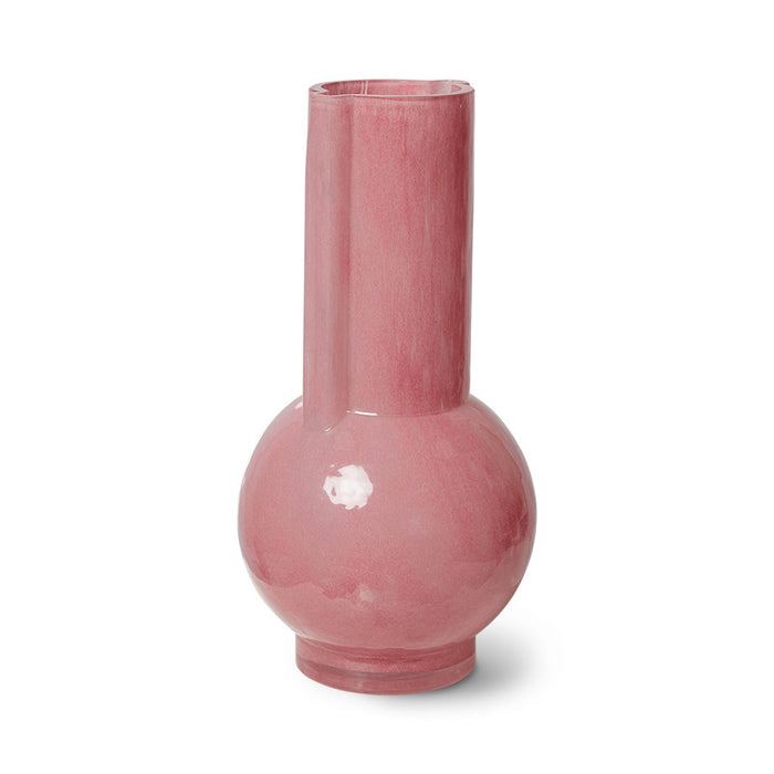 glass flower vase in flamingo pink
