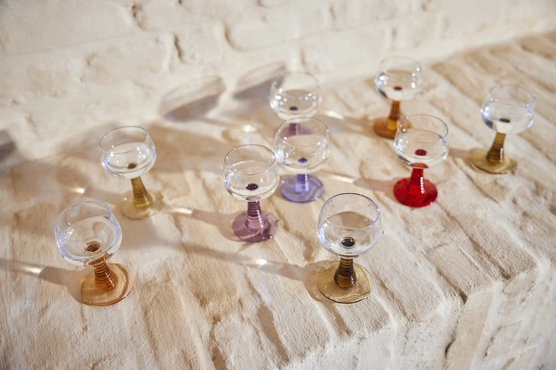 wineglasses with twisted colored stems