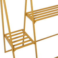 detail of ginger orange metal open wardrobe rack