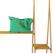 ginger orange metal open wardrobe rack and green linen shopper with HKliving USA logo