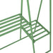 detail of green metal open wardrobe clothing rack