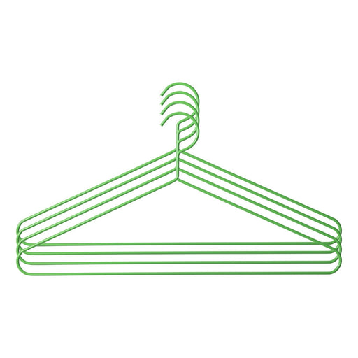 4 green colored metal wire clothing hangers