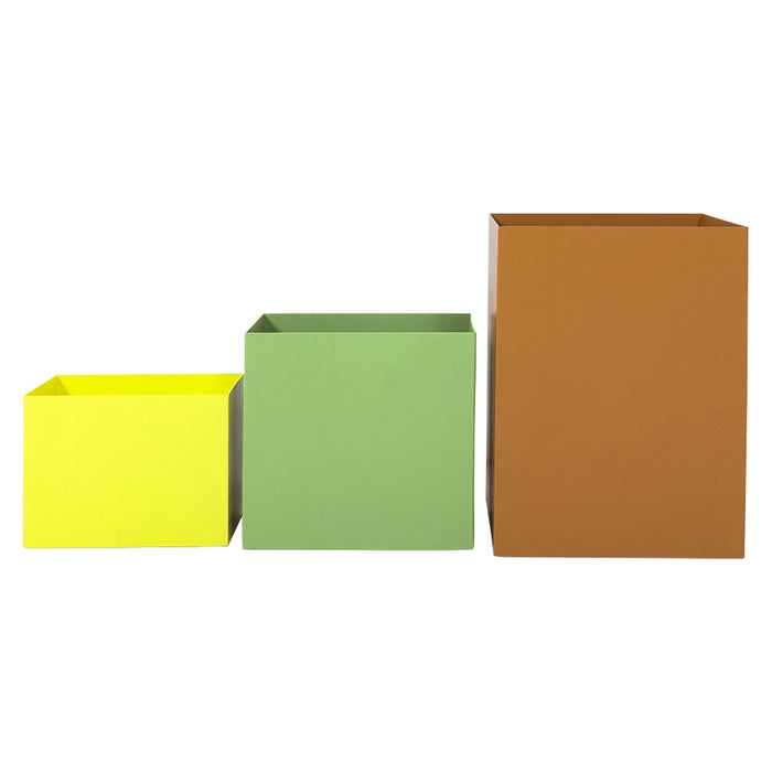 set of 3 colored storage boxes