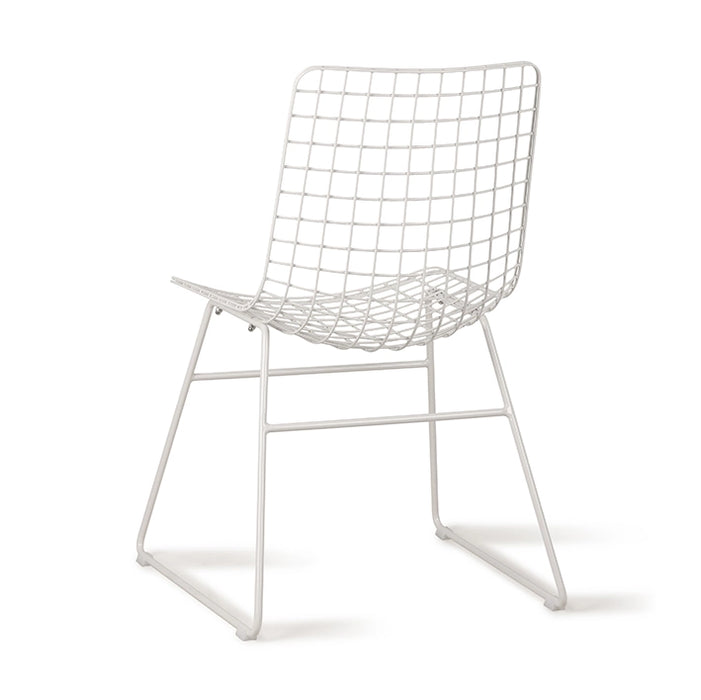 back of a white metal chair