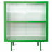fern green credenza with ribbed glass sliding doors