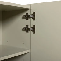 detail of hinges of a beige credenza