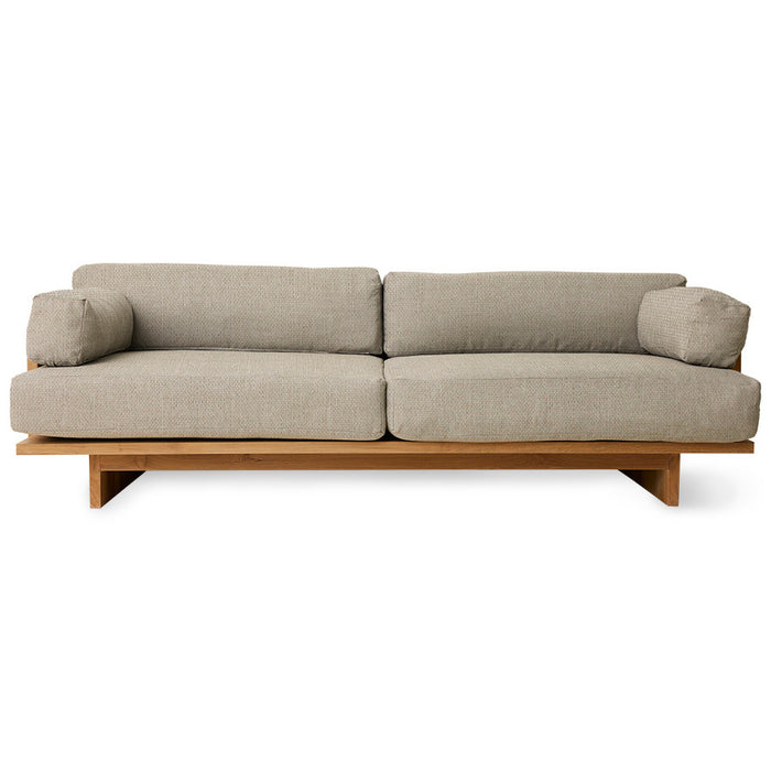 outdoor sofa teak wood and beige