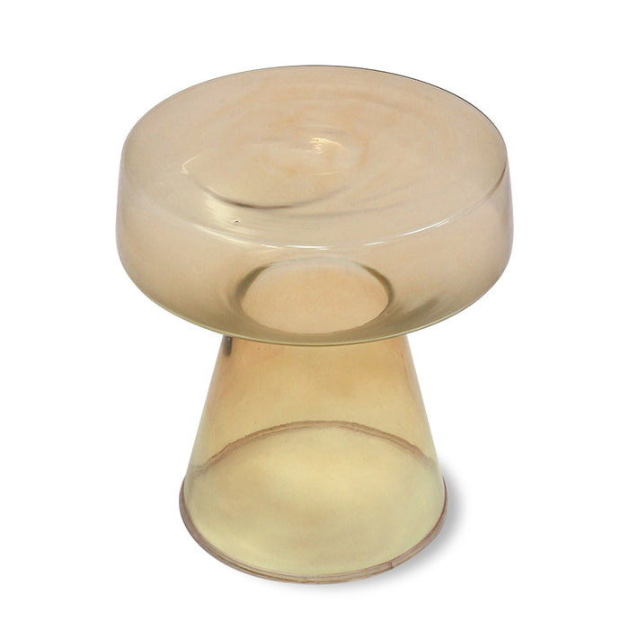 Amber glass colored Mid Century Modern style glass accent table 