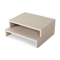 two sizes  sand colored wooden low plateau table