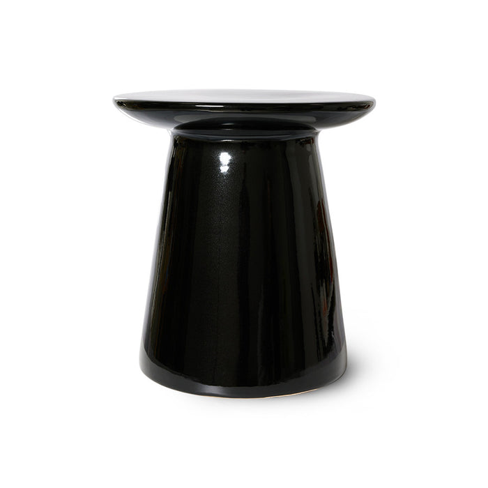 glossy finish black earthenware accent table