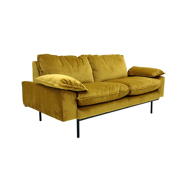 HKliving USA Retro style Sofa MZM4635 small 2 seater velvet ochre