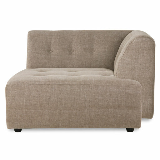 divan with right corner armrest made from a blend of cotton and linen in a taupe color