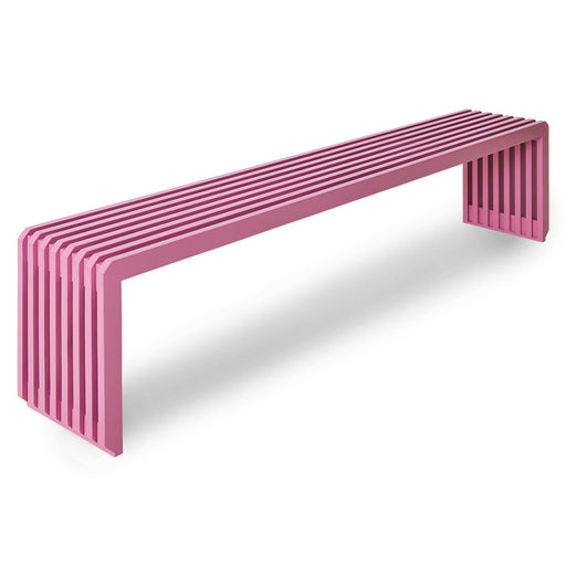 slatted bench in hot pink