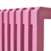 detail of corner slatted bench in hot pink