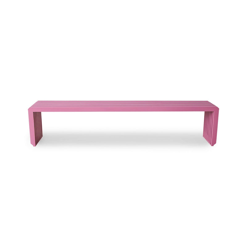 slatted bench in hot pink