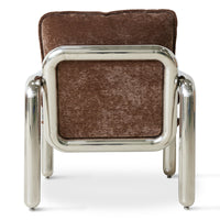 Chrome lounge armchair velvet brown