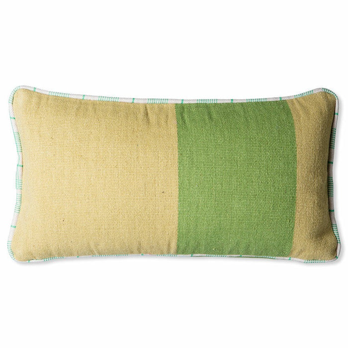 Hand woven wool lumbar pillow - Green