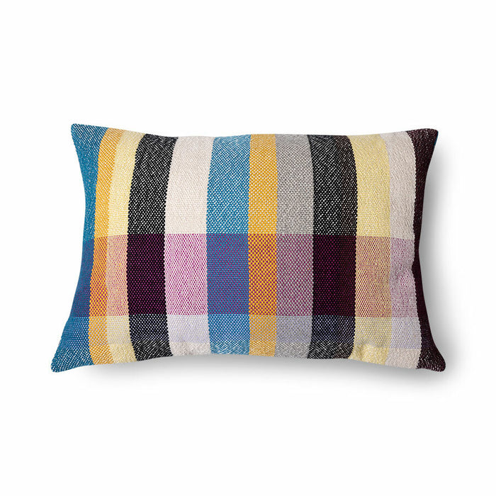 retro style colored lumbar pillow made from soft cotton and woven into checker pattern