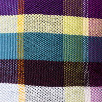 detail of multicolored cotton retro style throw pillow 