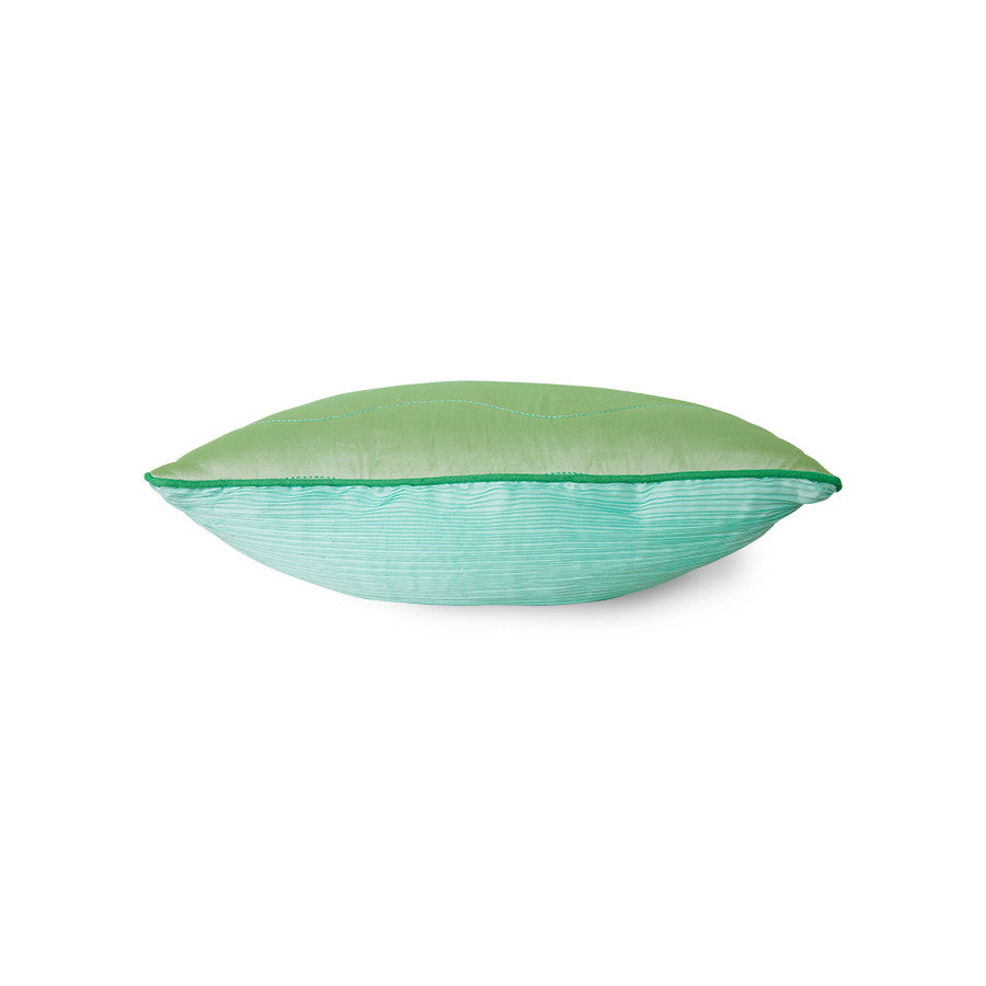 textured pillow with two different sides in green