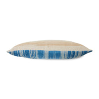cotton and linen woven double sided pillow in blue and brown hues