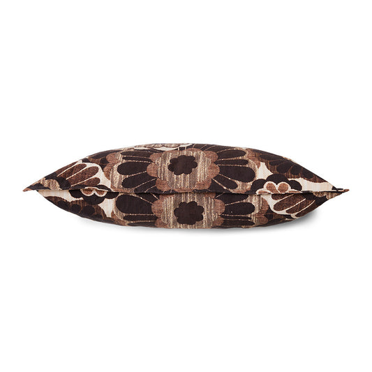 vintage inspired lumbar pillow with brown flowers