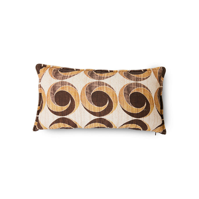 lumbar pillow with brown vintage circles