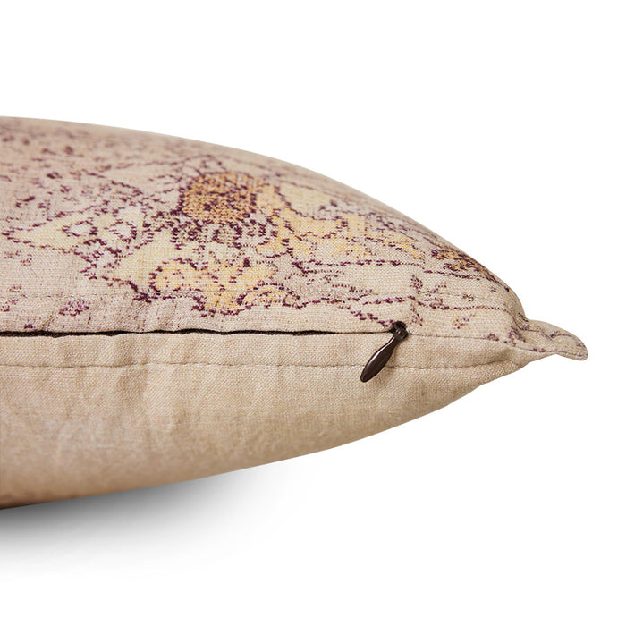 soft creamy pink lumbar pillow with blossom print