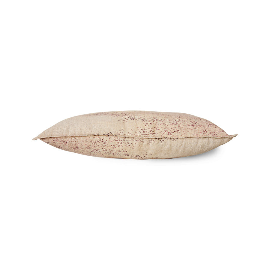 soft creamy pink lumbar pillow with blossom print