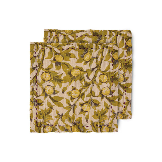 set of two cotton napkins with retro print